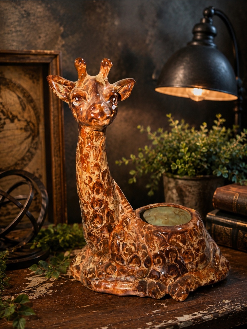Vintage Giraffe Planter or Flower Arrangement Holder Ceramic
